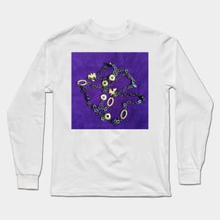 Black and gold chain with Doves on a deep purple background Long Sleeve T-Shirt